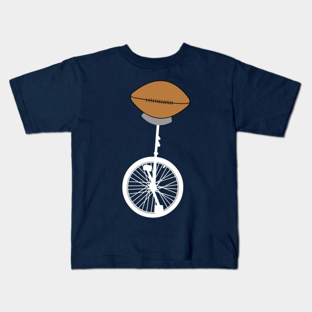 White Unicycle Football Kids T-Shirt by Barthol Graphics